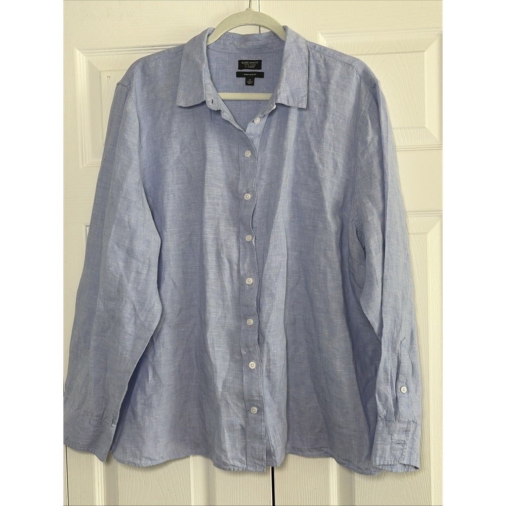 J.Crew Baird McNutt Irish Linen Wren Slim Fit Womens Size 22 Blue Button Down